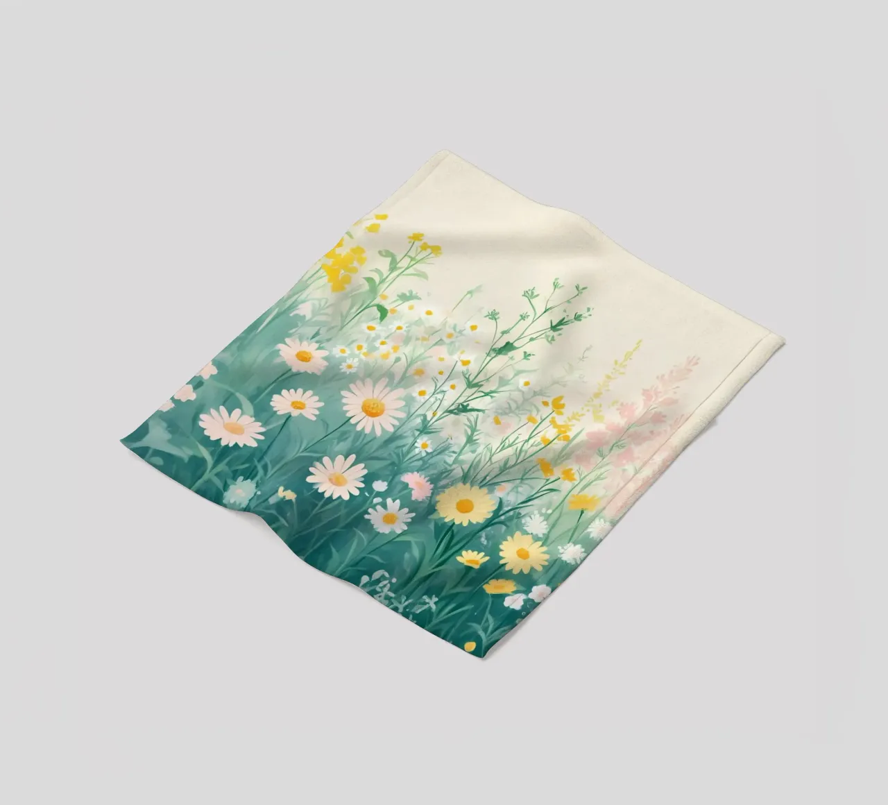 Spring Meadow Daisy Field - Pastel Floral Garden Art fleece blanket by ClubArt