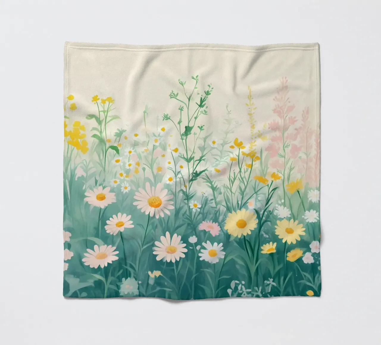 Spring Meadow Daisy Field - Pastel Floral Garden Art fleece blanket by ClubArt
