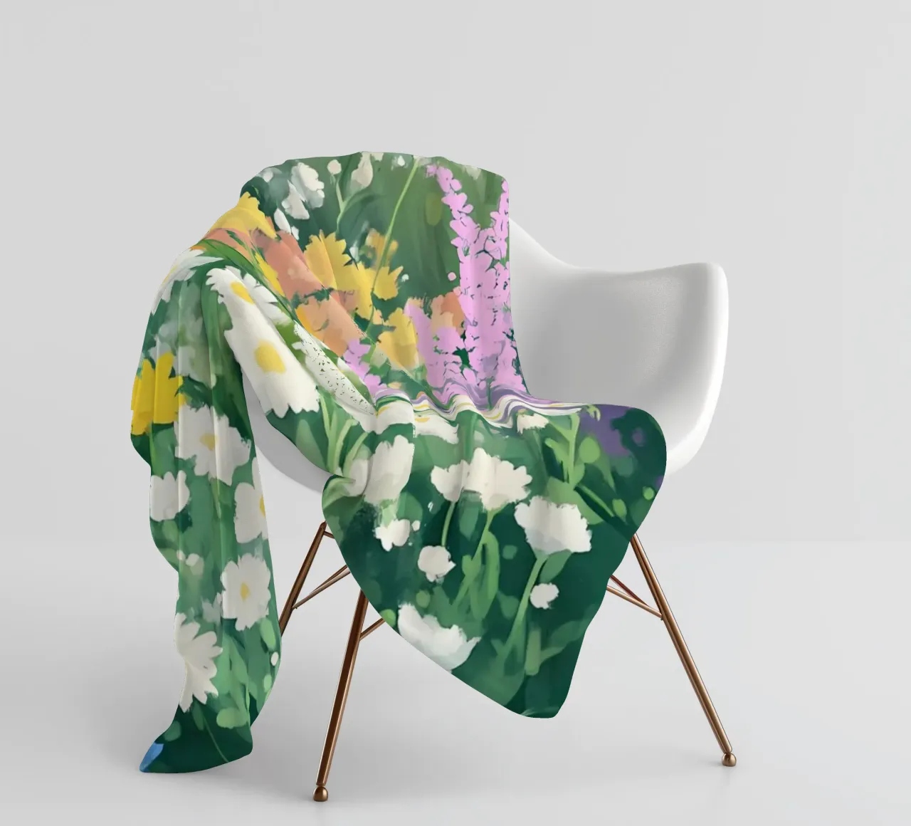 Campo di margherite dai fiori selvatici colorati - Fioritura primaverile impressionista coperta in pile da ClubArt