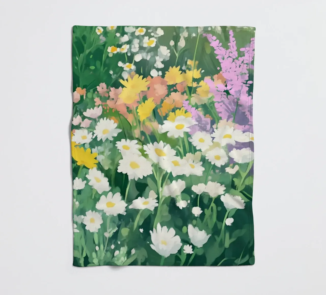 Campo di margherite dai fiori selvatici colorati - Fioritura primaverile impressionista coperta in pile da ClubArt