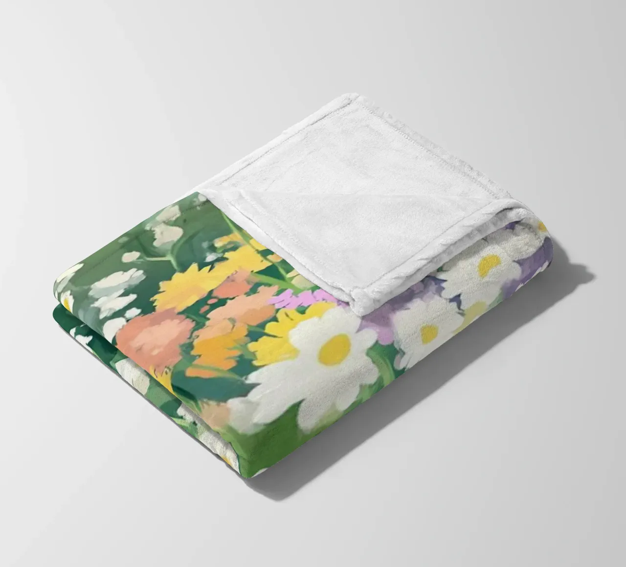Campo di margherite dai fiori selvatici colorati - Fioritura primaverile impressionista coperta in pile da ClubArt