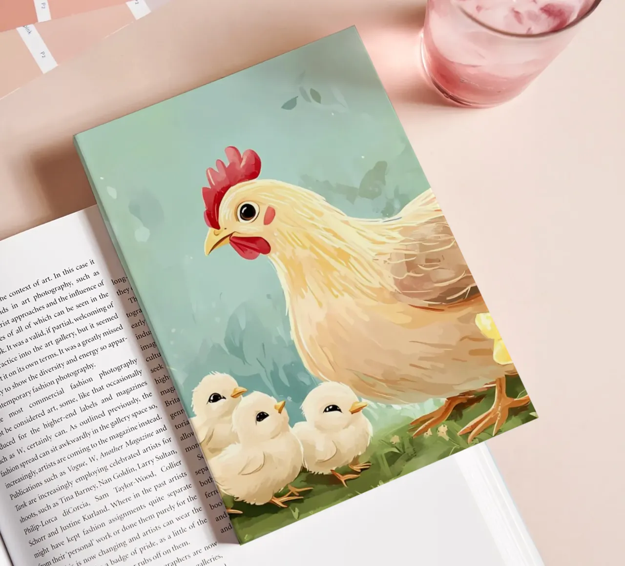 Gallina e pulcini - Arte degli animali della fattoria diario da ClubArt