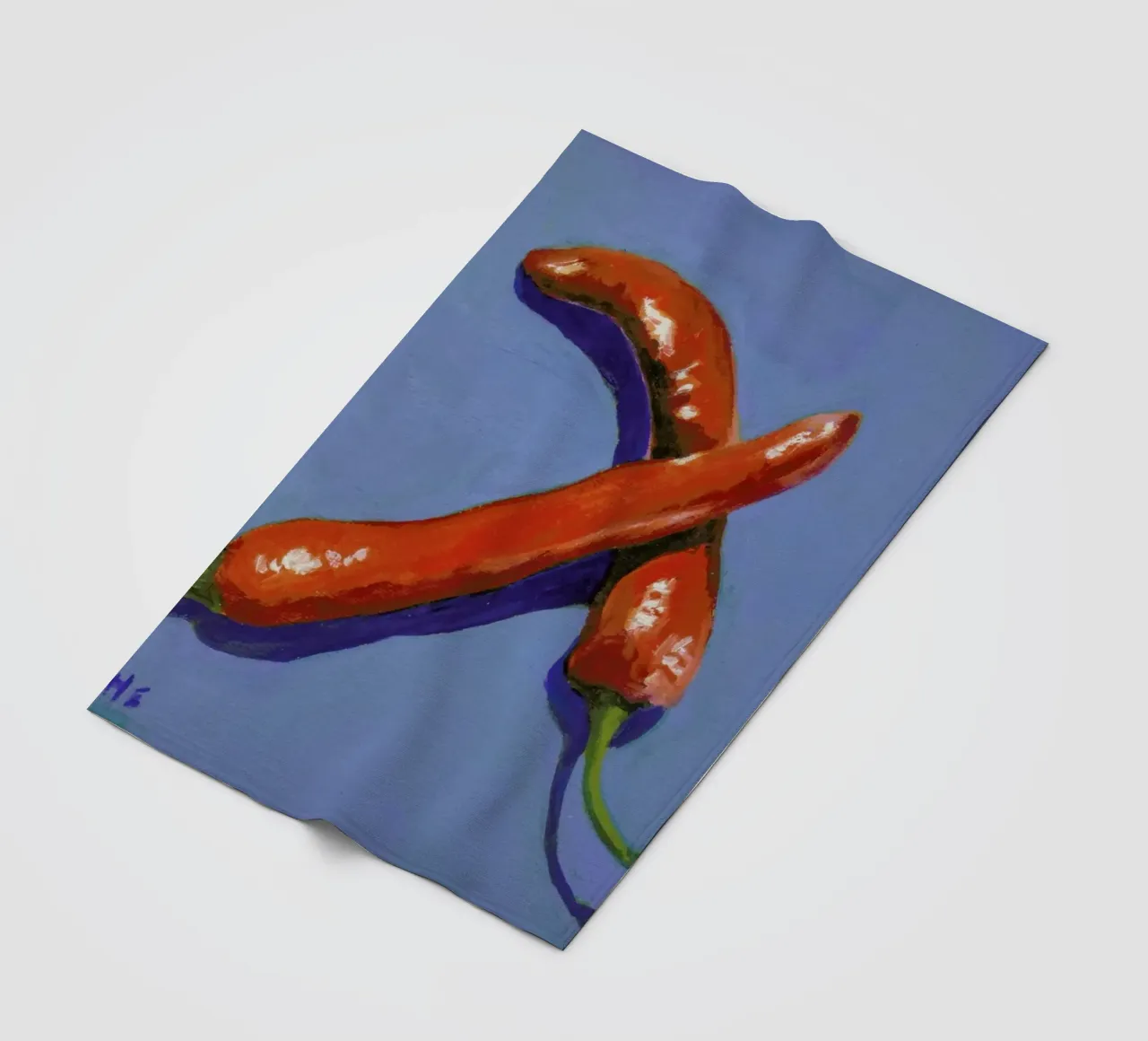 Chillis on Blue fleece blanket by Miche Watkins