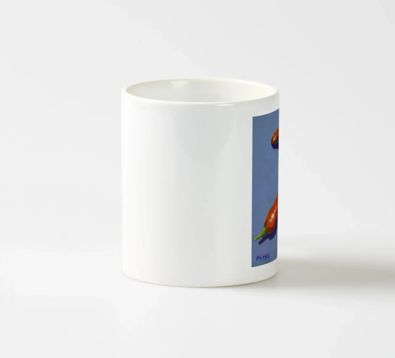 Chillis on Blue tazza in ceramica da Miche Watkins