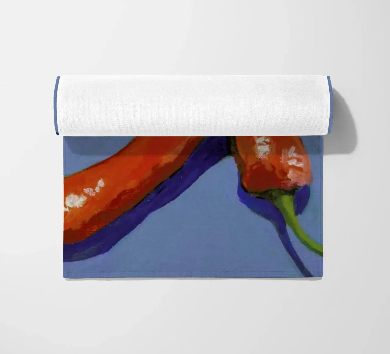 Chillis on Blue beach towel by Miche Watkins