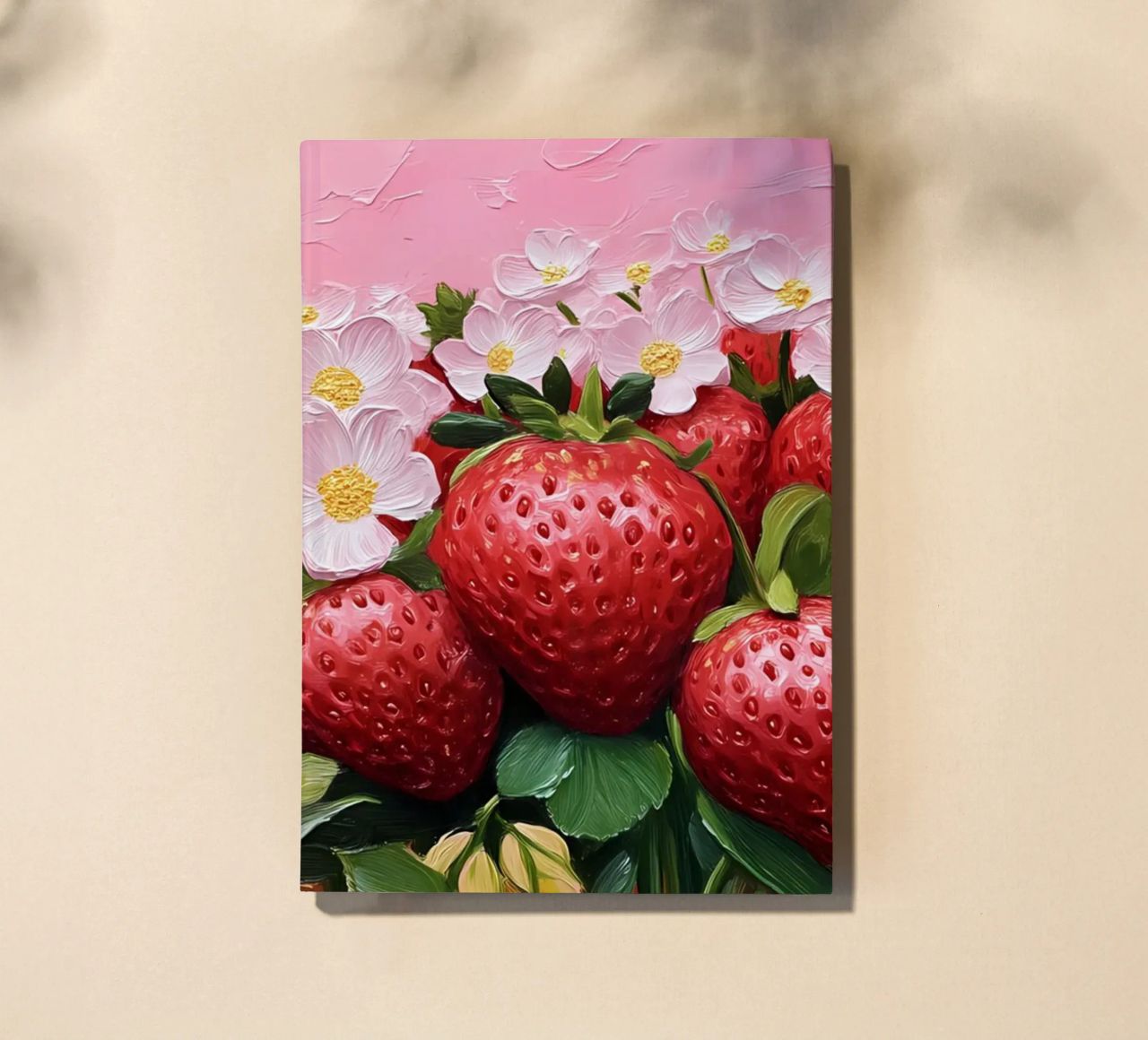 Lush Strawberry Patch Bloom - Textured Fruit Floral Art notebook by ClubArt
