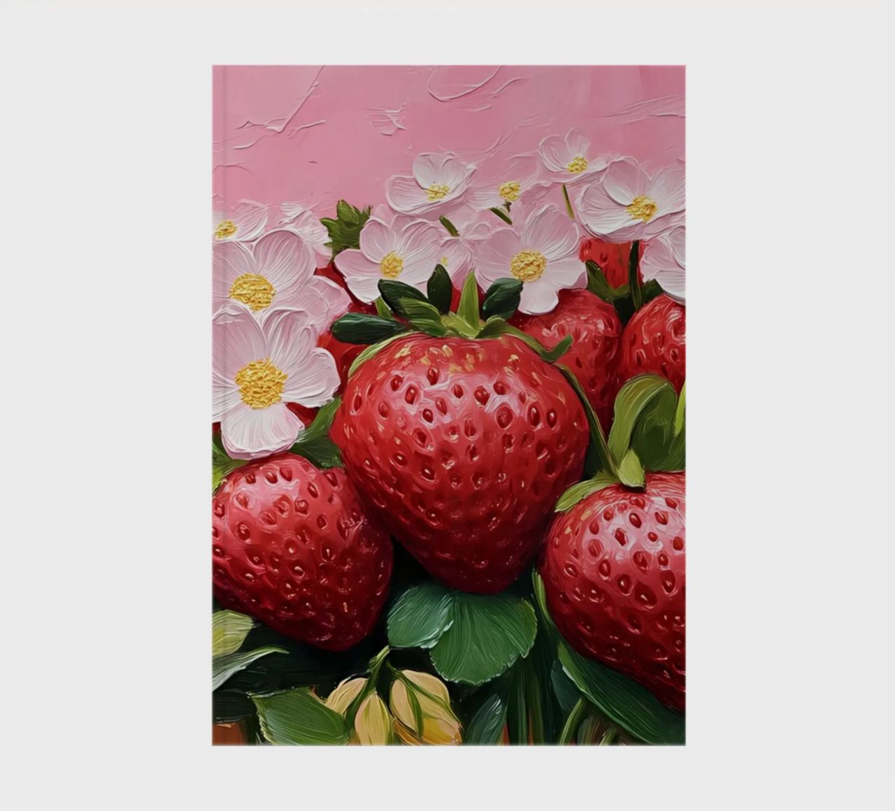 Lush Strawberry Patch Bloom - Textured Fruit Floral Art notebook by ClubArt