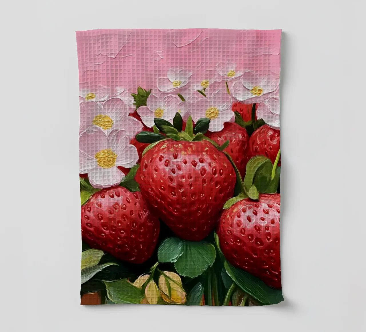 Lush Strawberry Patch Bloom - Texturierte Frucht-Blumen-Kunst Geschirrtuch von ClubArt