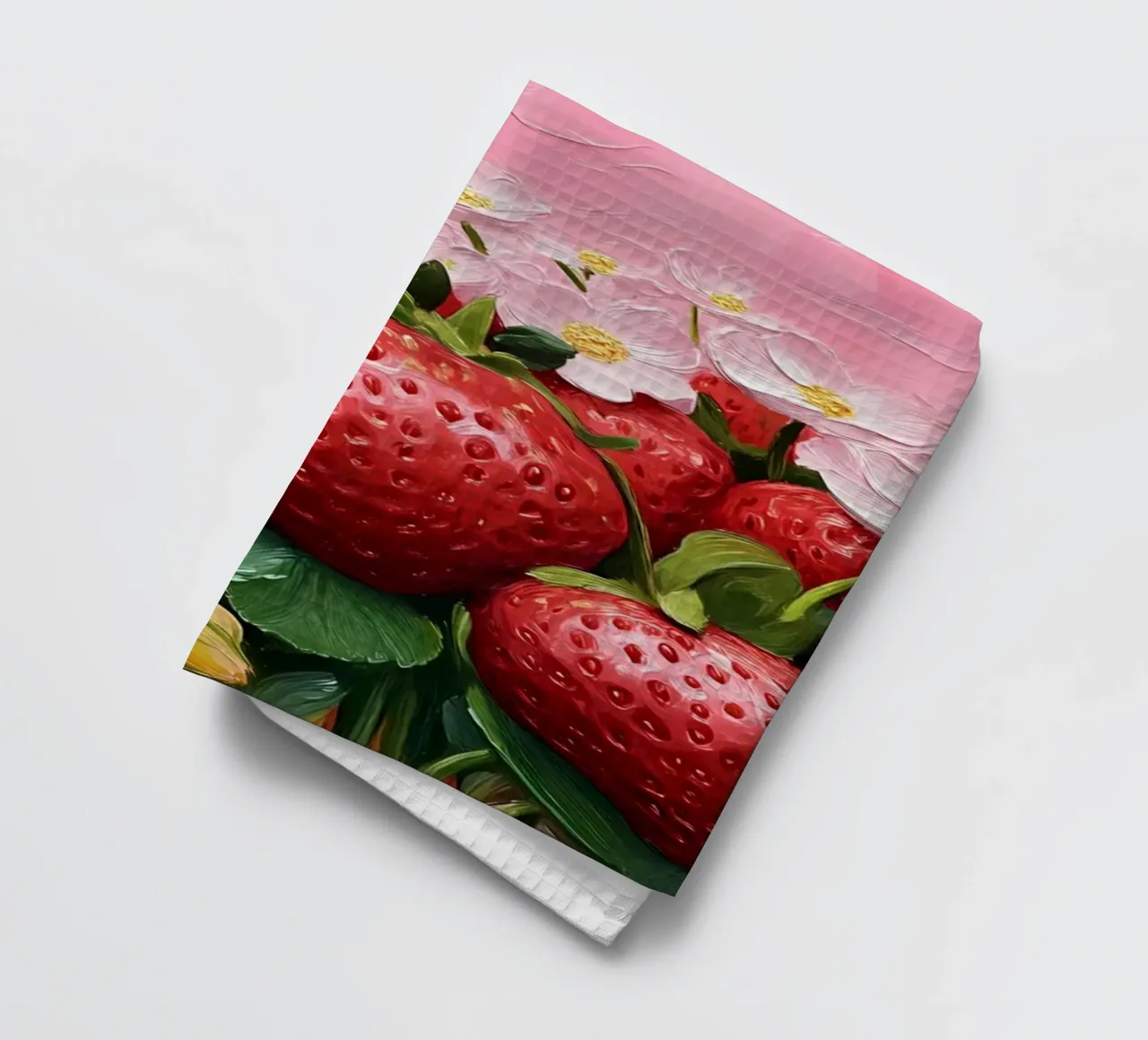 Lush Strawberry Patch Bloom - Texturierte Frucht-Blumen-Kunst Geschirrtuch von ClubArt