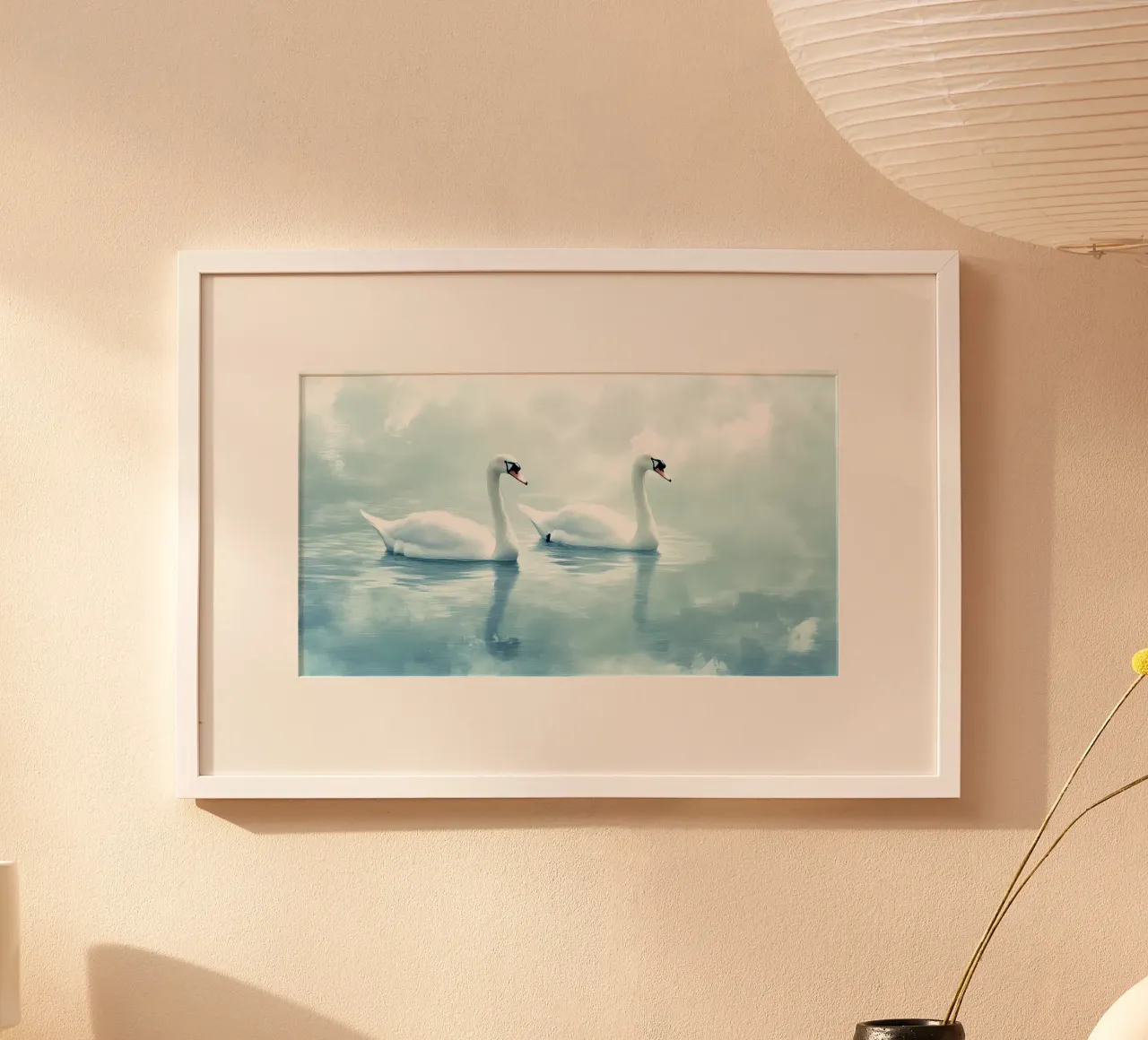 Graciosa serenidad del lago de los cisnes - Minimalist Wildlife Art poster de ClubArt