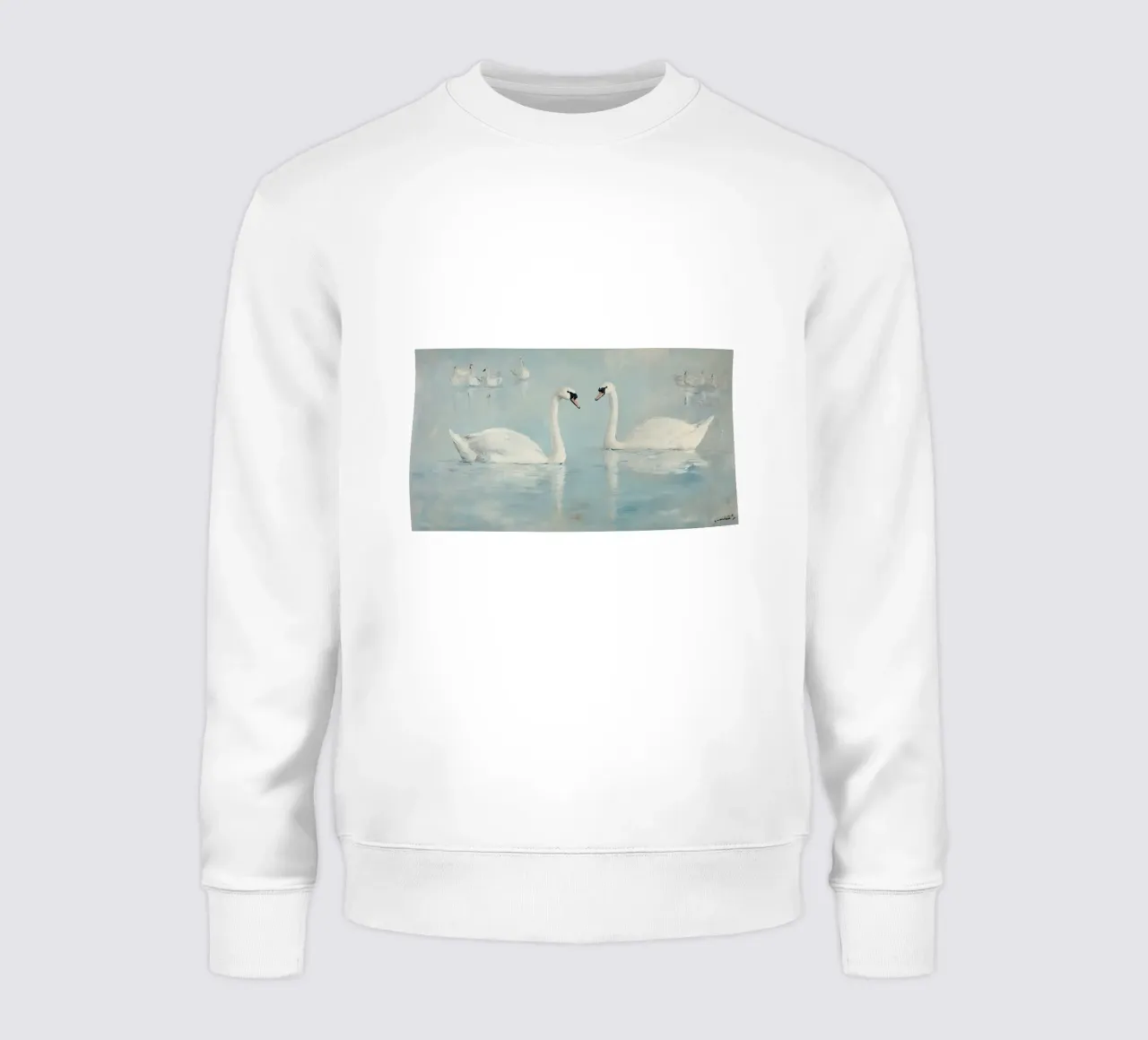 Schwäne auf ruhigem See - Impressionistische Wasservogelkunst Sweatshirt von ClubArt
