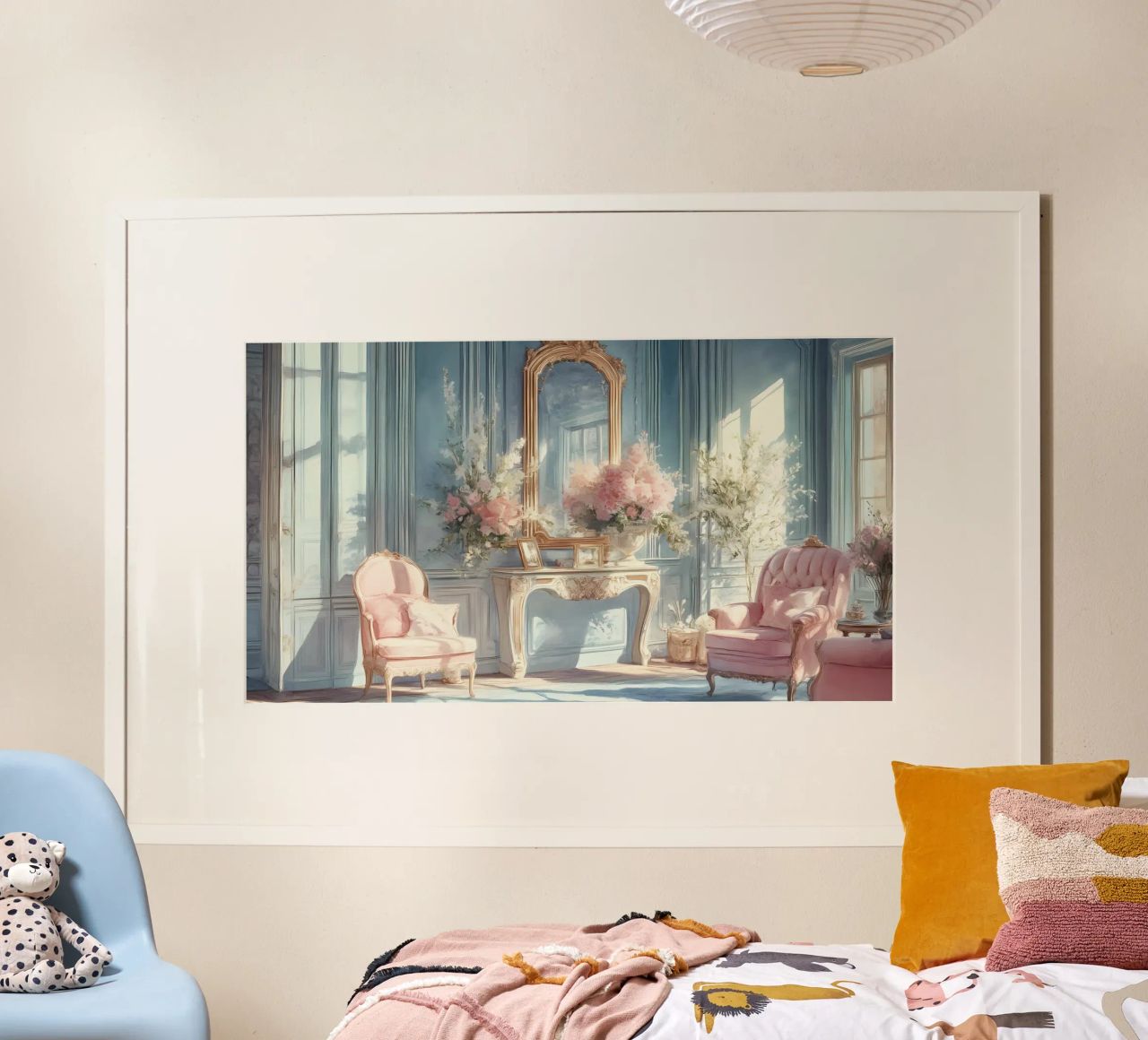 Salon parisien Pastel Chic - Vintage French Interior Art poster de ClubArt