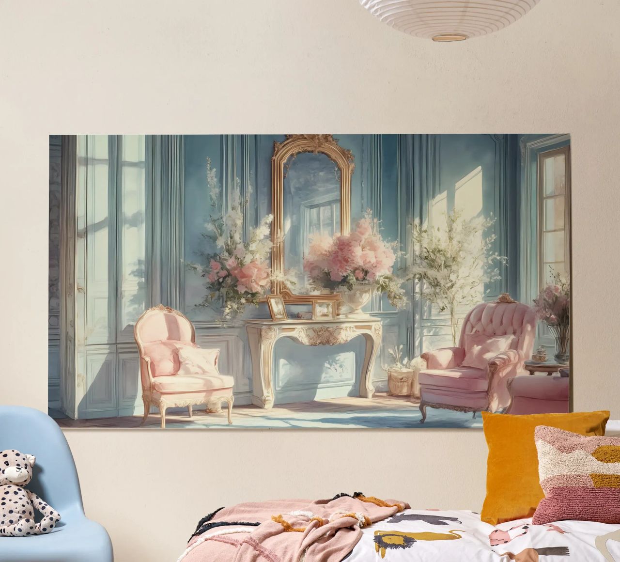 Salon parisien Pastel Chic - Vintage French Interior Art poster de ClubArt