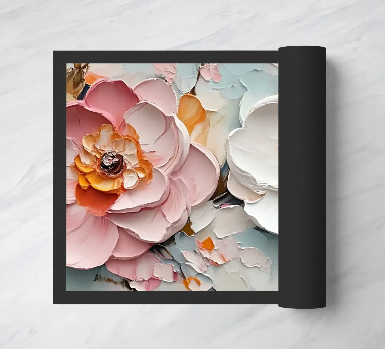 Impasto floreale testurizzato - Fiori rosa bianchi in fiore zerbino da ClubArt