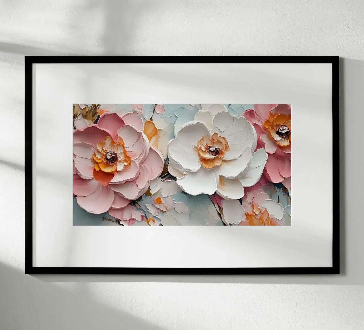 Impasto floreale testurizzato - Fiori rosa bianchi in fiore carta hahnemühle da ClubArt