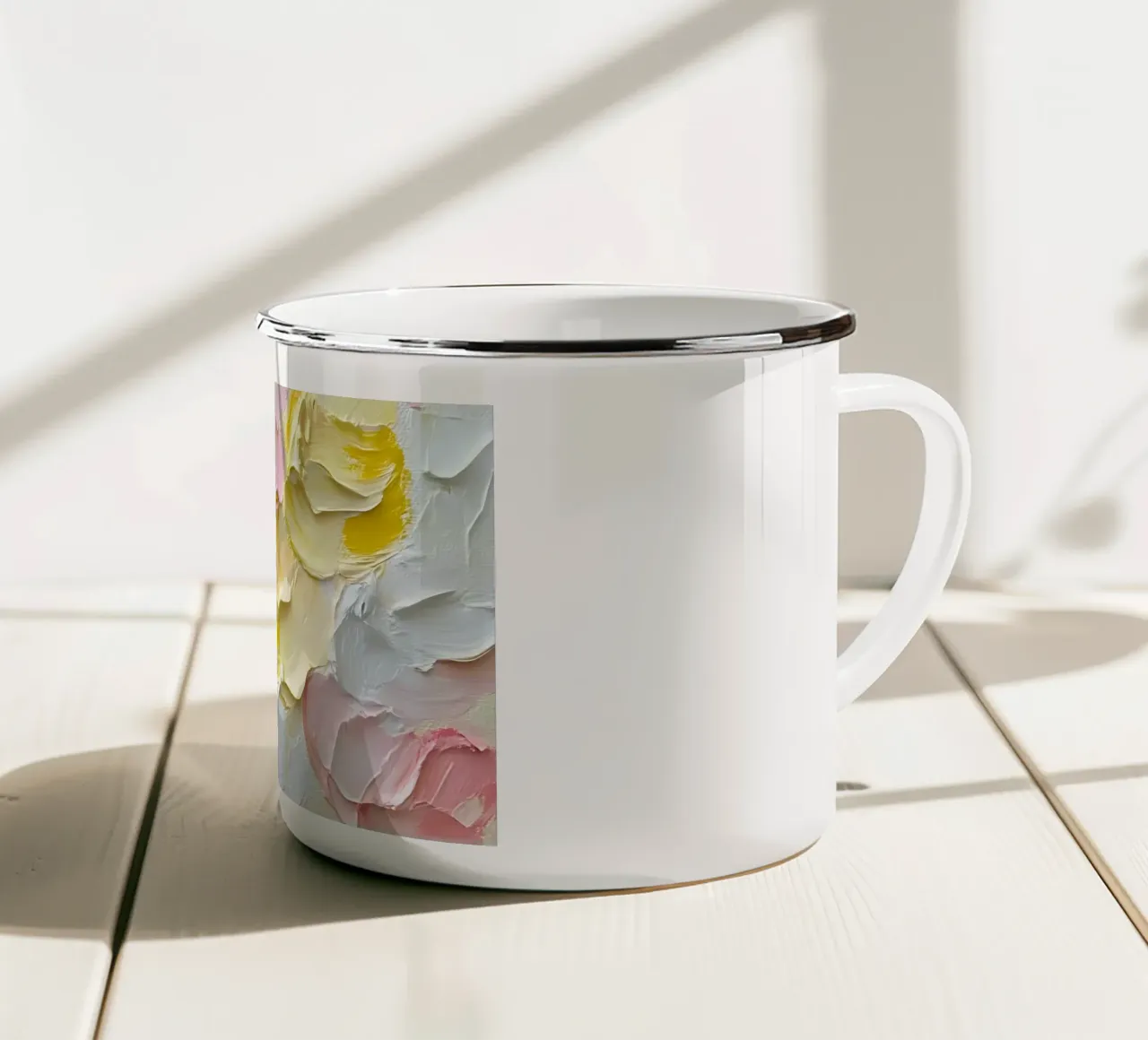 Impasto floreale pastello - Arte astratta strutturata in fiore tazza in smalto da ClubArt