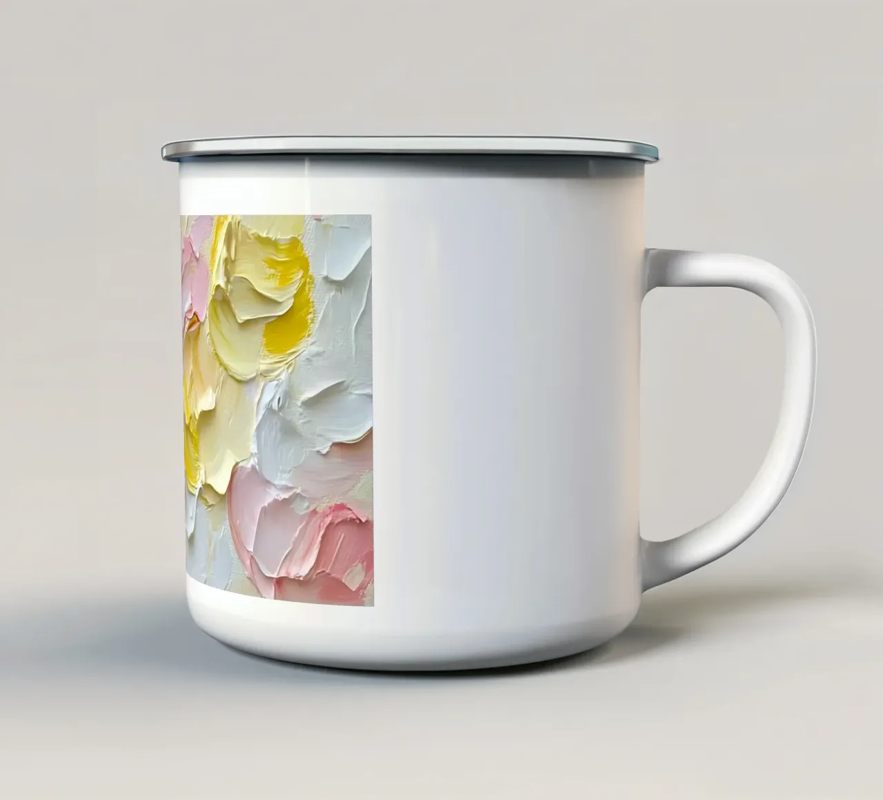 Impasto floreale pastello - Arte astratta strutturata in fiore tazza in smalto da ClubArt