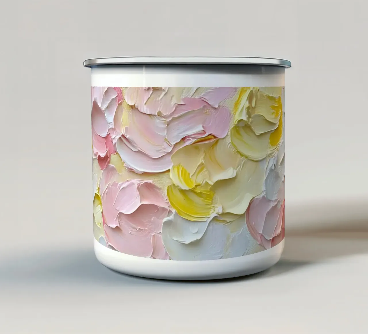 Impasto floreale pastello - Arte astratta strutturata in fiore tazza in smalto da ClubArt