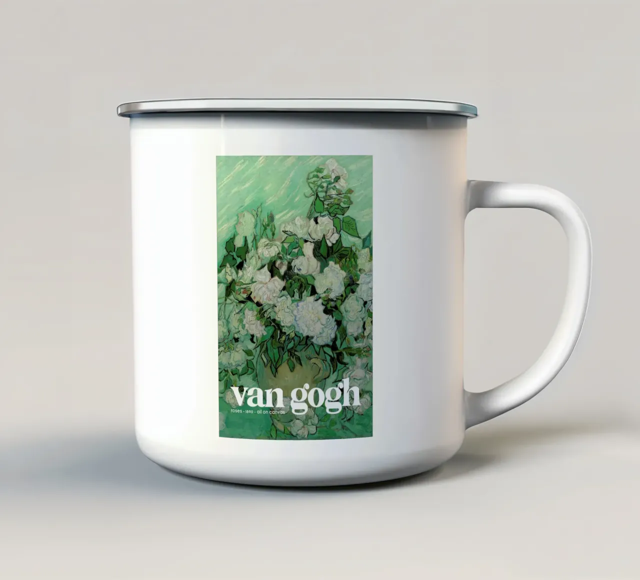 van Gogh - Roses III tazza in smalto da Vintage by JUNIQE