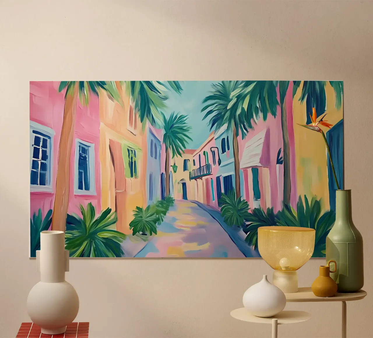 Charleston Rainbow Row Art - Lebendiges Küstenstadtbild Poster von ClubArt