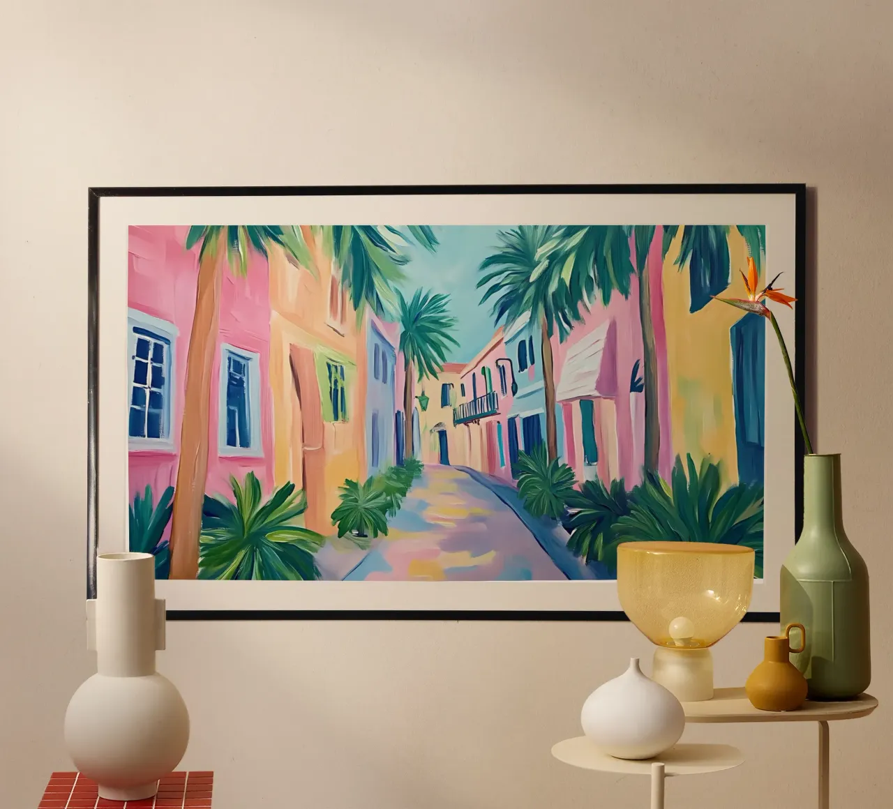 Charleston Rainbow Row Art - Lebendiges Küstenstadtbild Poster von ClubArt