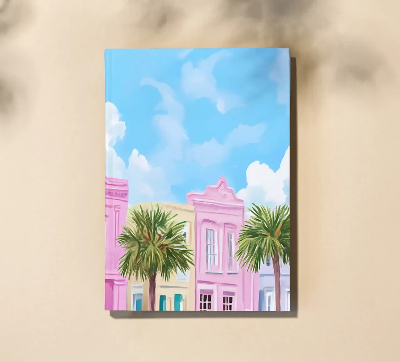 Charleston Rainbow Row - Pastel Coastal Cityscape Art notebook by ClubArt