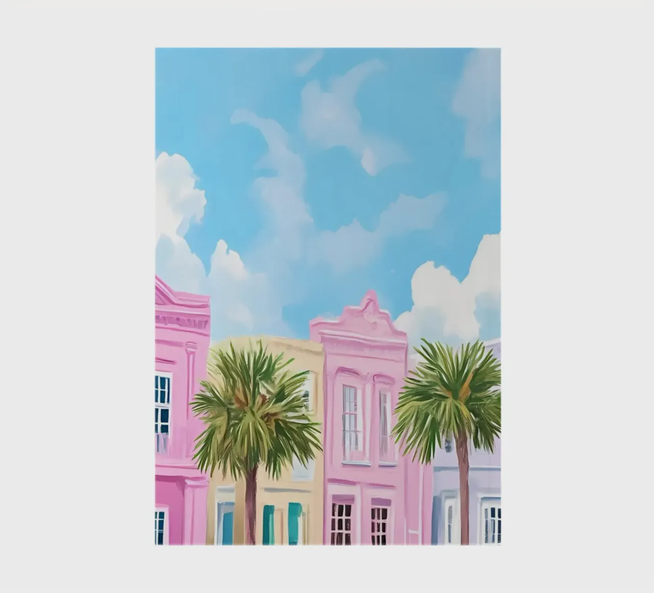 Charleston Rainbow Row - Pastel Coastal Cityscape Art notebook by ClubArt