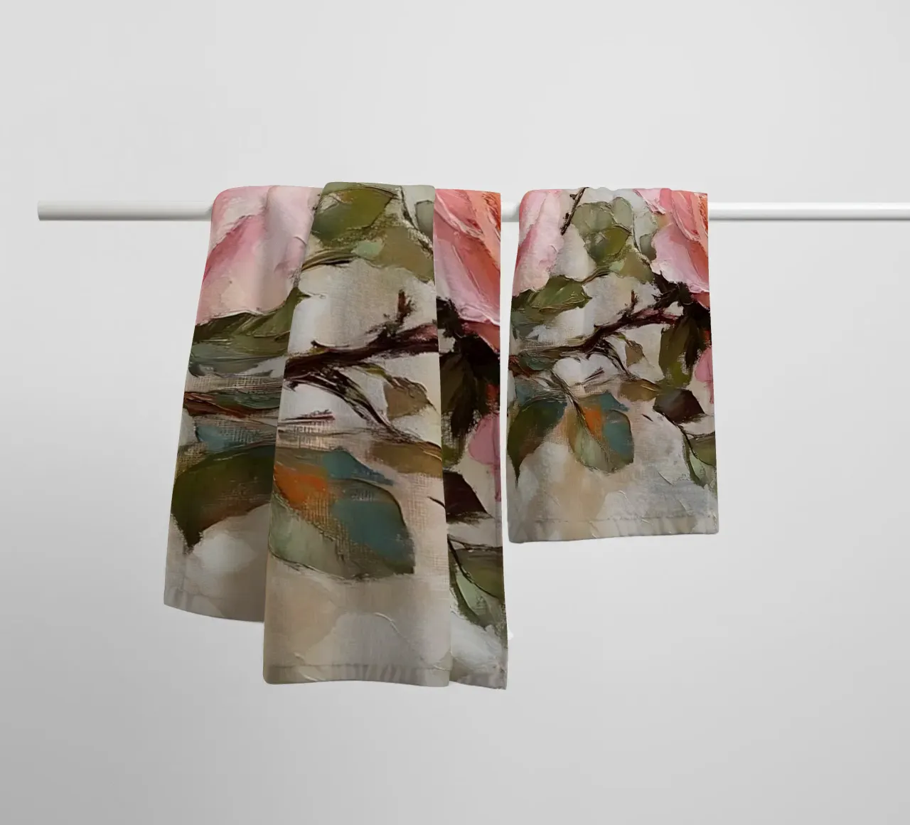 Elegant Pastel Roses - Impressionist Floral Branch Art towel by ClubArt