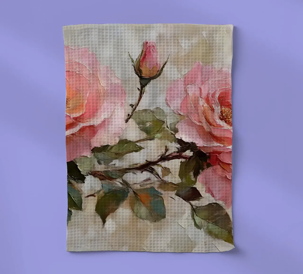Elegant Pastel Roses - Impressionist Floral Branch Art torchon de ClubArt
