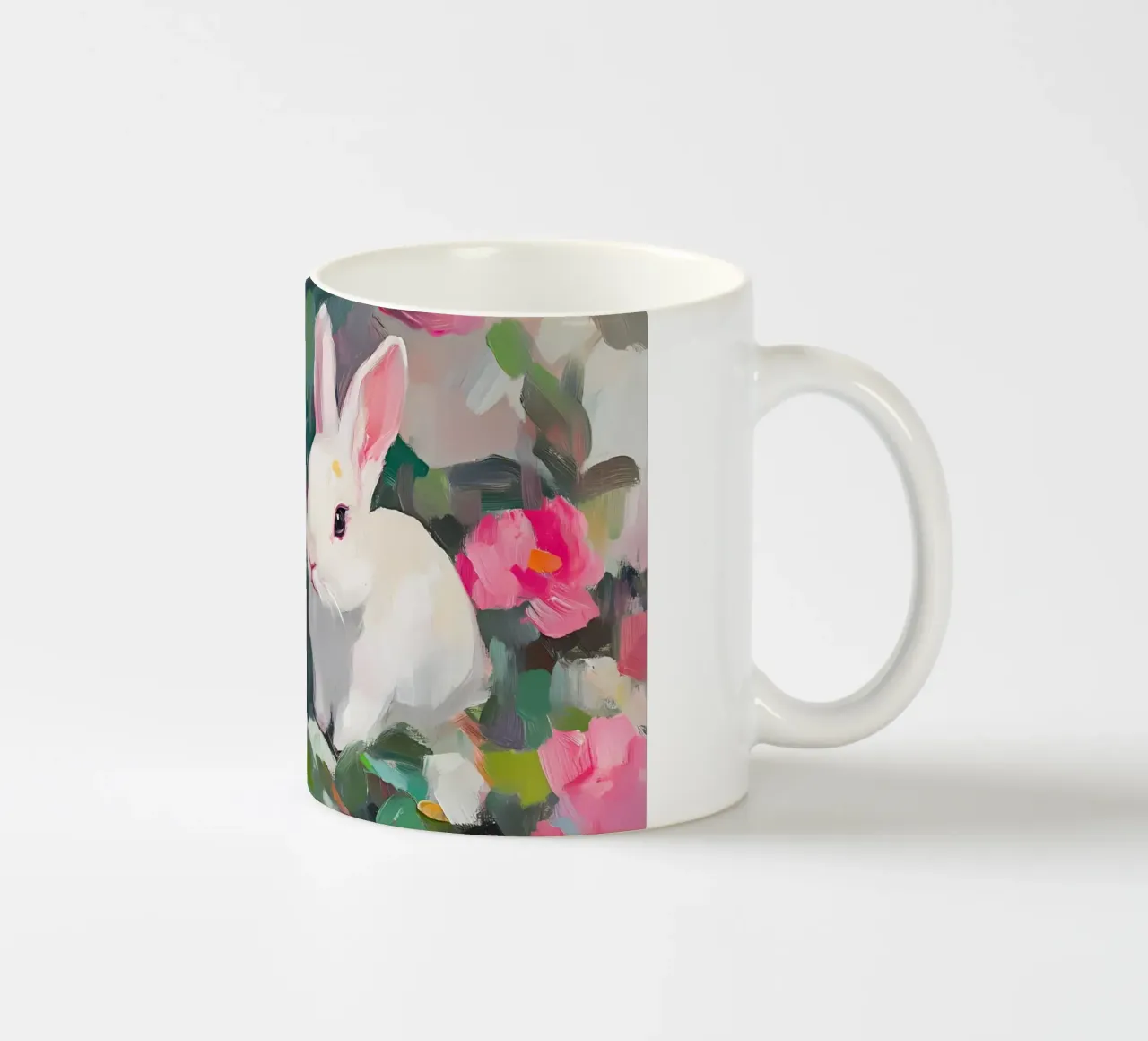Coniglietti bianchi in campo floreale - Arte animale impressionista a pastello tazza in ceramica da ClubArt