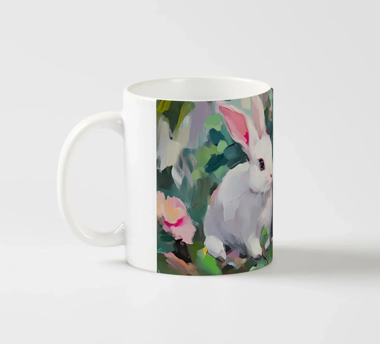 Coniglietti bianchi in campo floreale - Arte animale impressionista a pastello tazza in ceramica da ClubArt