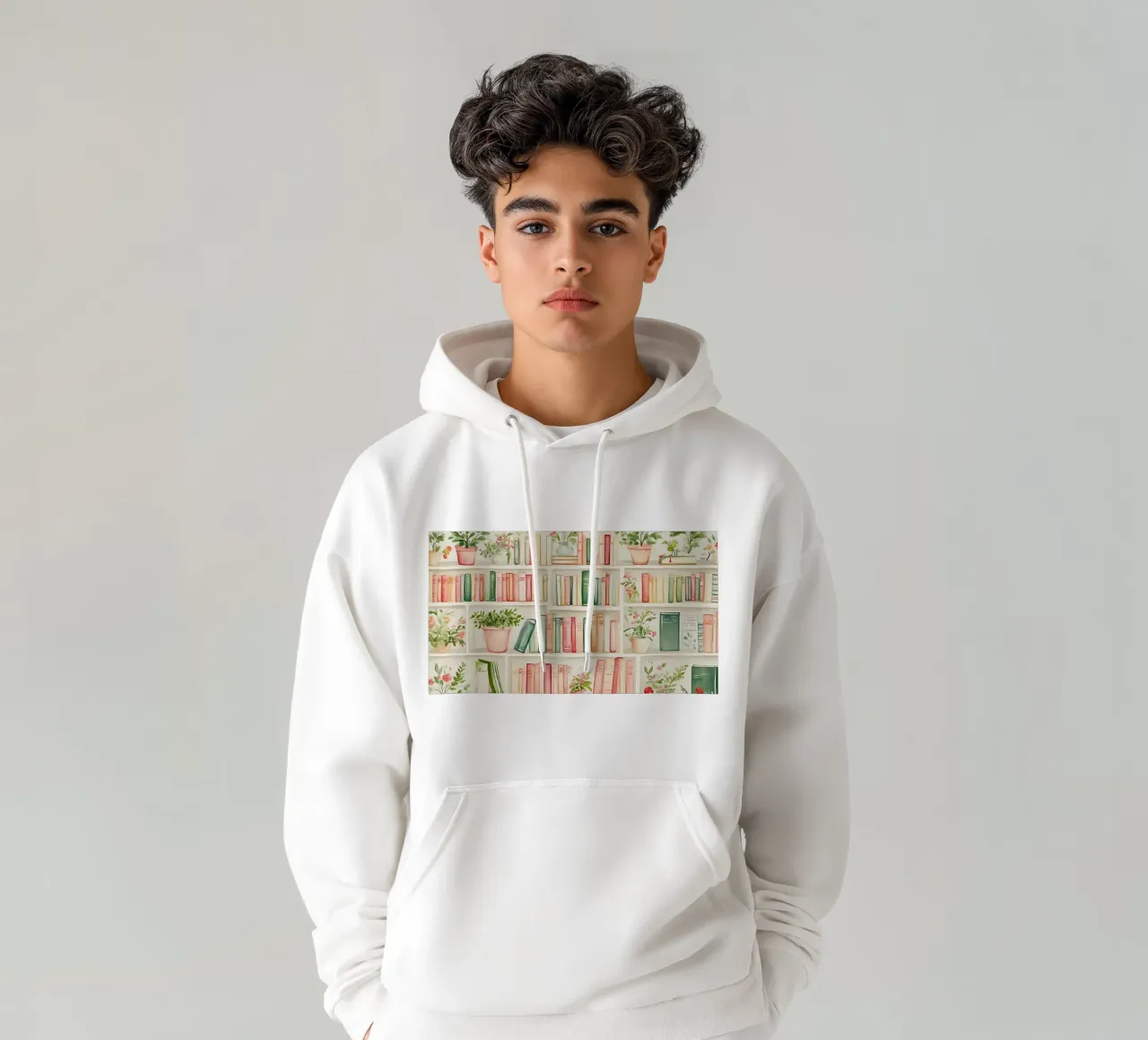 Piante stravaganti da scaffale - Accogliente acquerello da biblioteca felpa con cappuccio da ClubArt