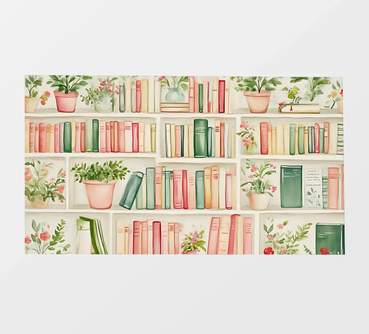 Piante stravaganti da scaffale - Accogliente acquerello da biblioteca telo in pvc da ClubArt
