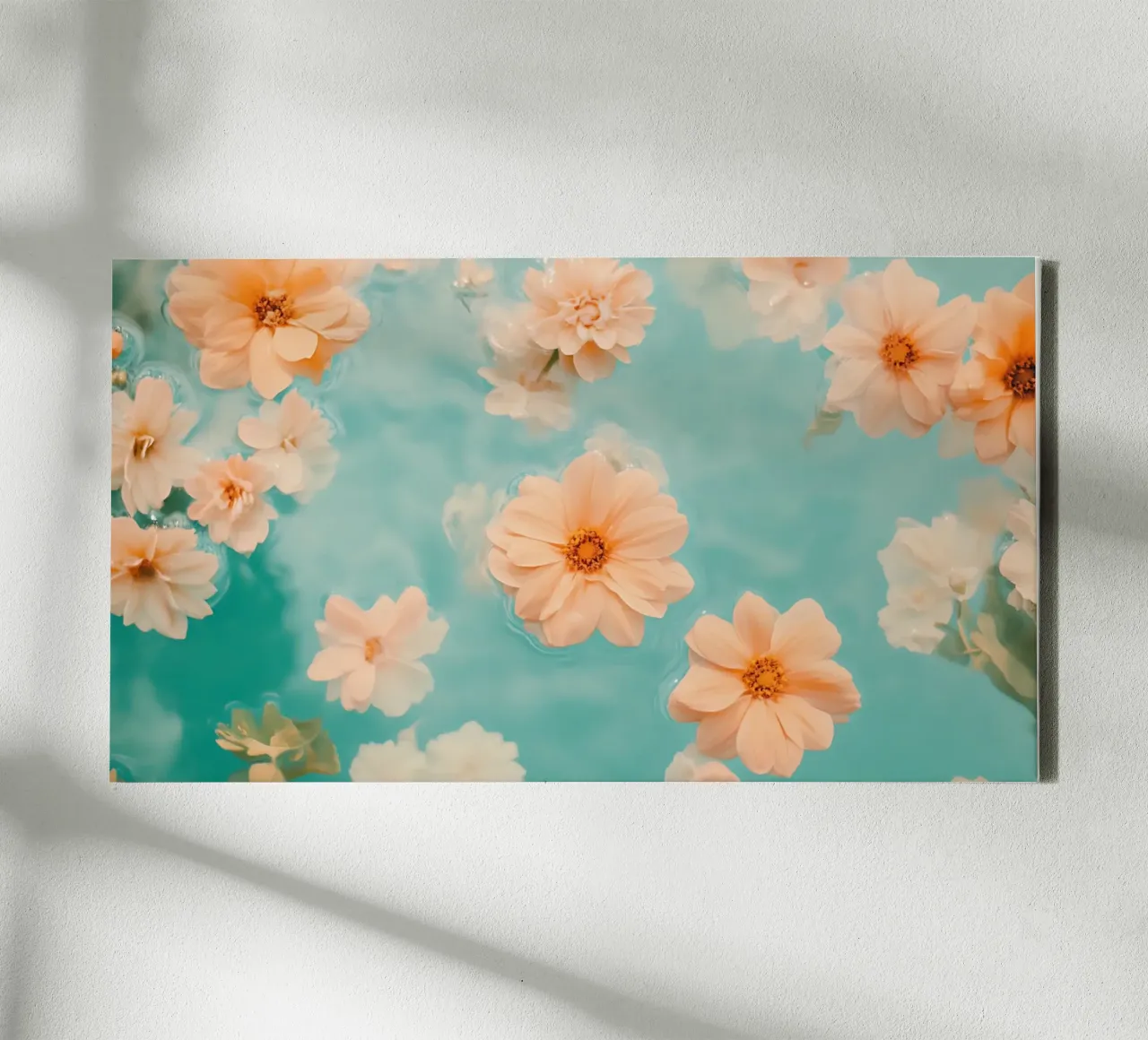 Drijvende dahlia bloemblaadjes - Serene bloemen water esthetiek canvas met Baklijst van ClubArt