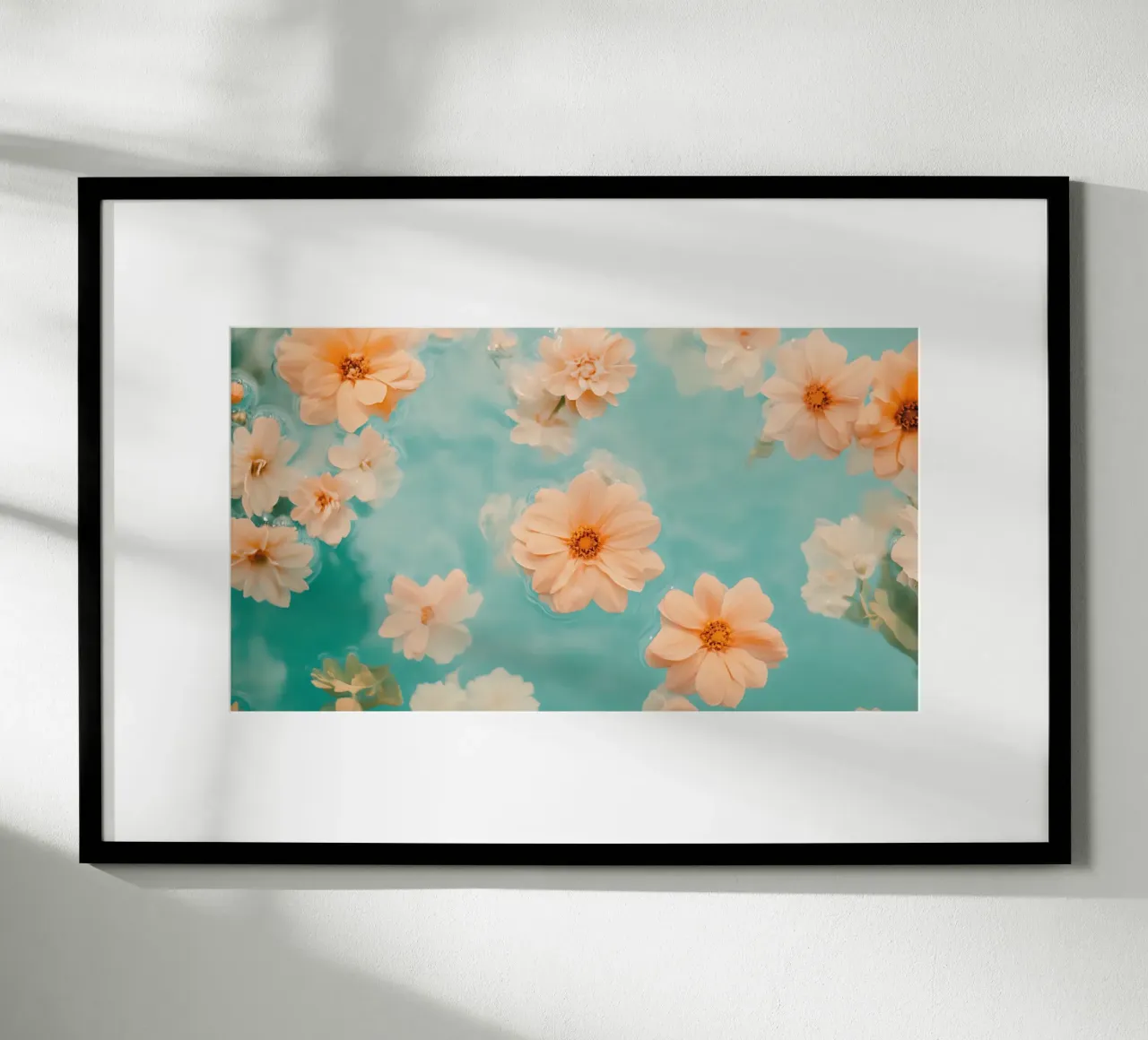 Drijvende dahlia bloemblaadjes - Serene bloemen water esthetiek poster van ClubArt