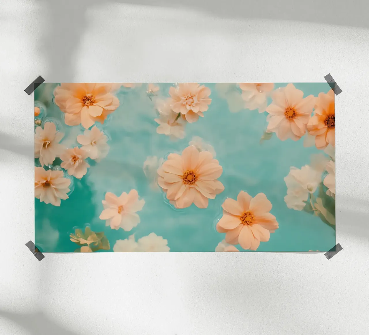 Drijvende dahlia bloemblaadjes - Serene bloemen water esthetiek poster van ClubArt