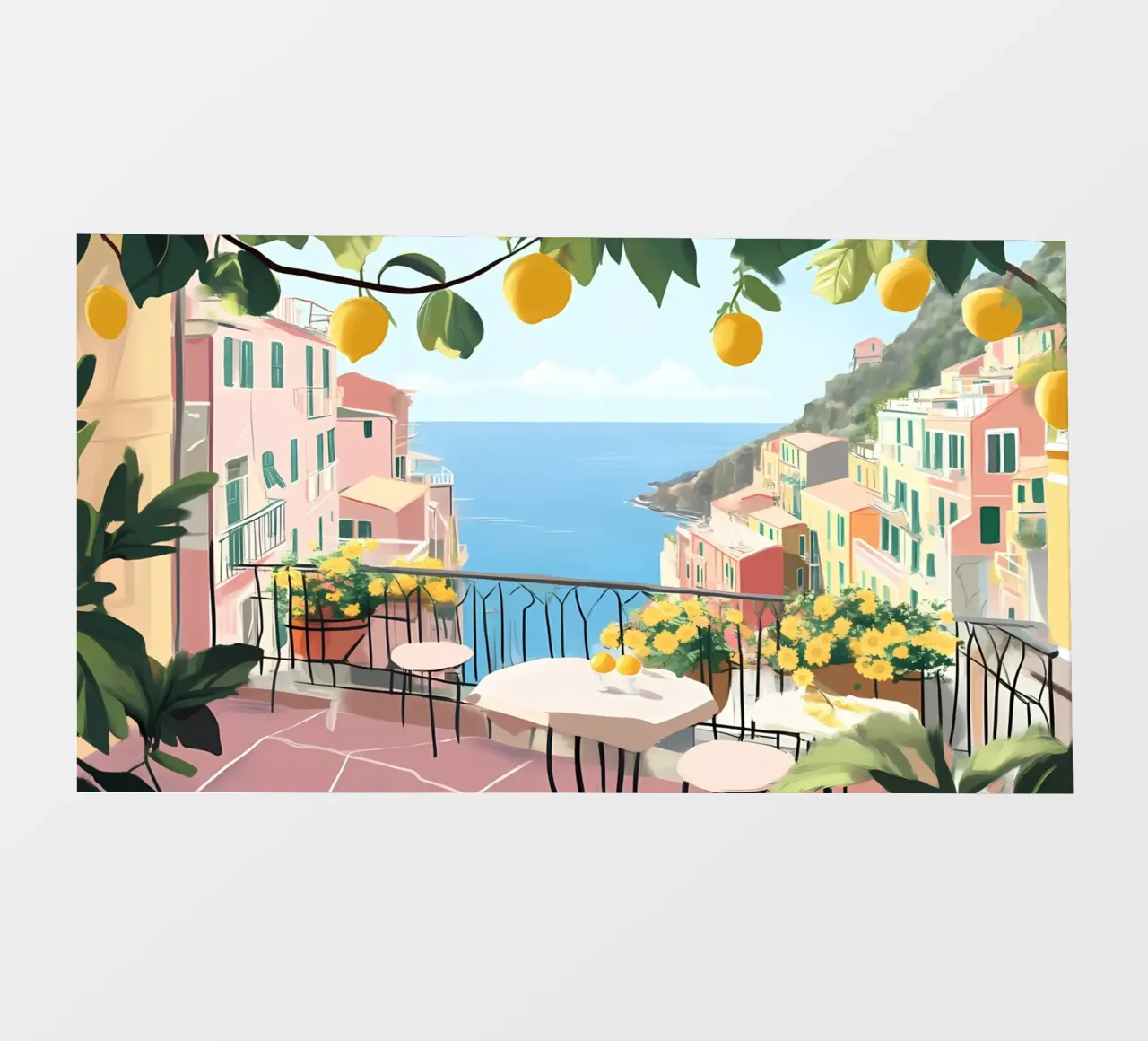 Amalfi Coast Balcony - Italian Lemon Grove View pellicola backlit da ClubArt