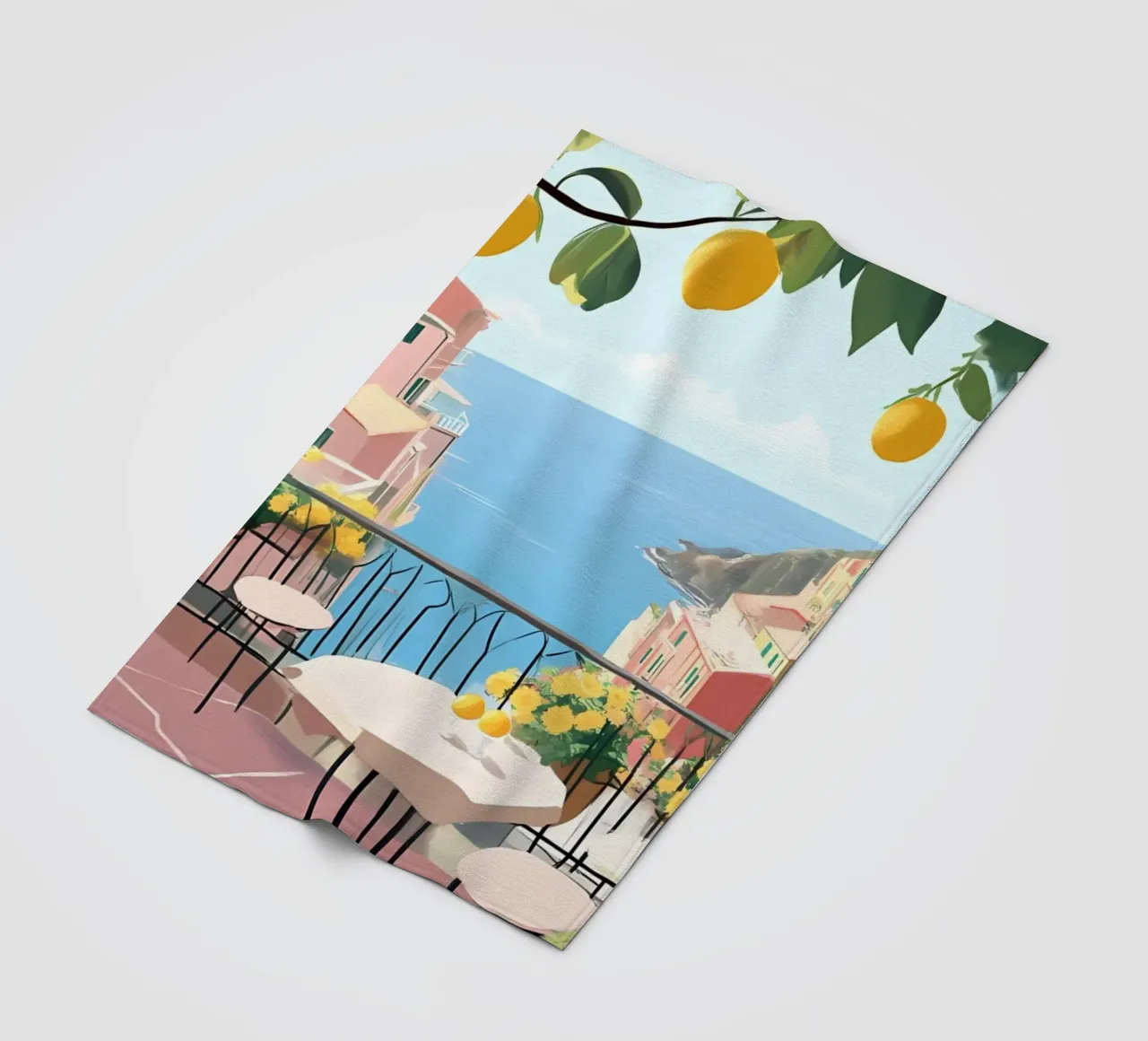 Amalfi Coast Balcony - Italian Lemon Grove View coperta in pile da ClubArt