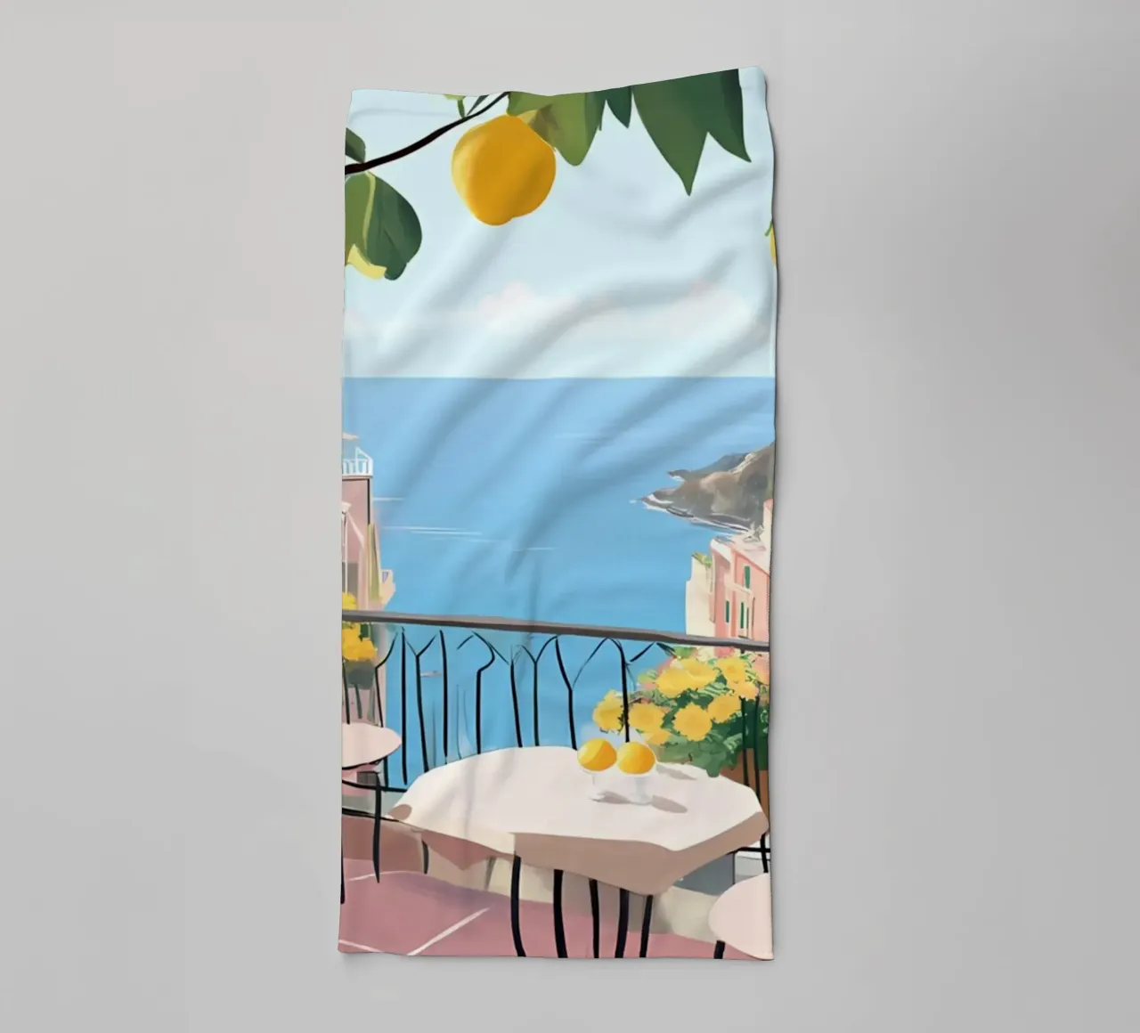 Amalfi Coast Balcony - Italian Lemon Grove View towel by ClubArt