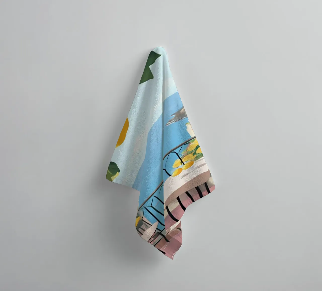 Amalfi Coast Balcony - Italian Lemon Grove View towel by ClubArt