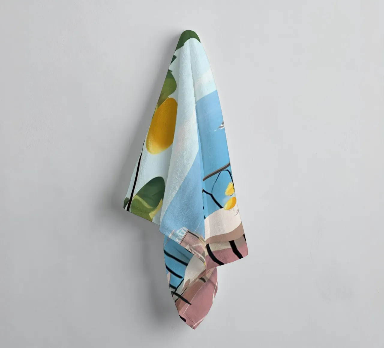 Amalfi Coast Balcony - Italian Lemon Grove View towel by ClubArt