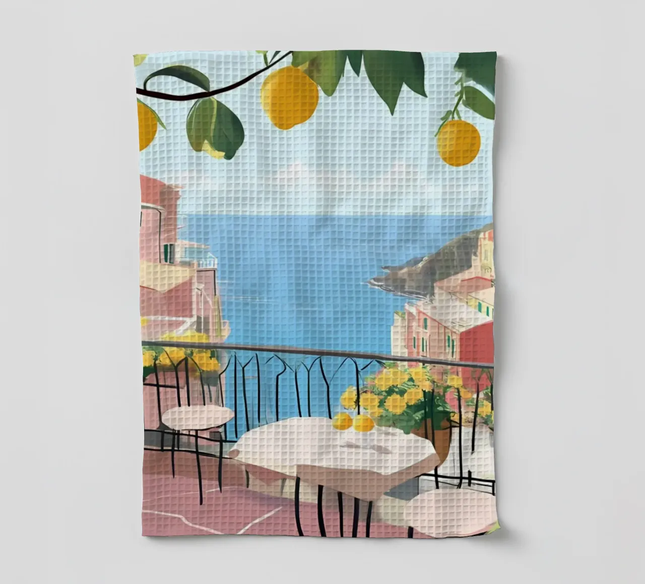 Amalfi Coast Balcony - Italian Lemon Grove View canovaccio da cucina da ClubArt