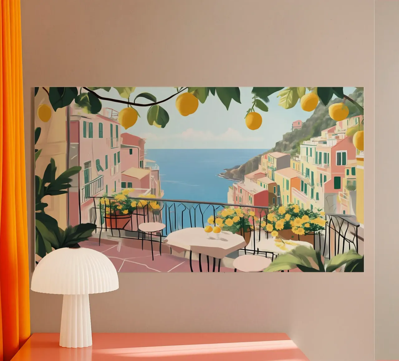 Amalfi Coast Balcony - Italian Lemon Grove View plexiglass da ClubArt