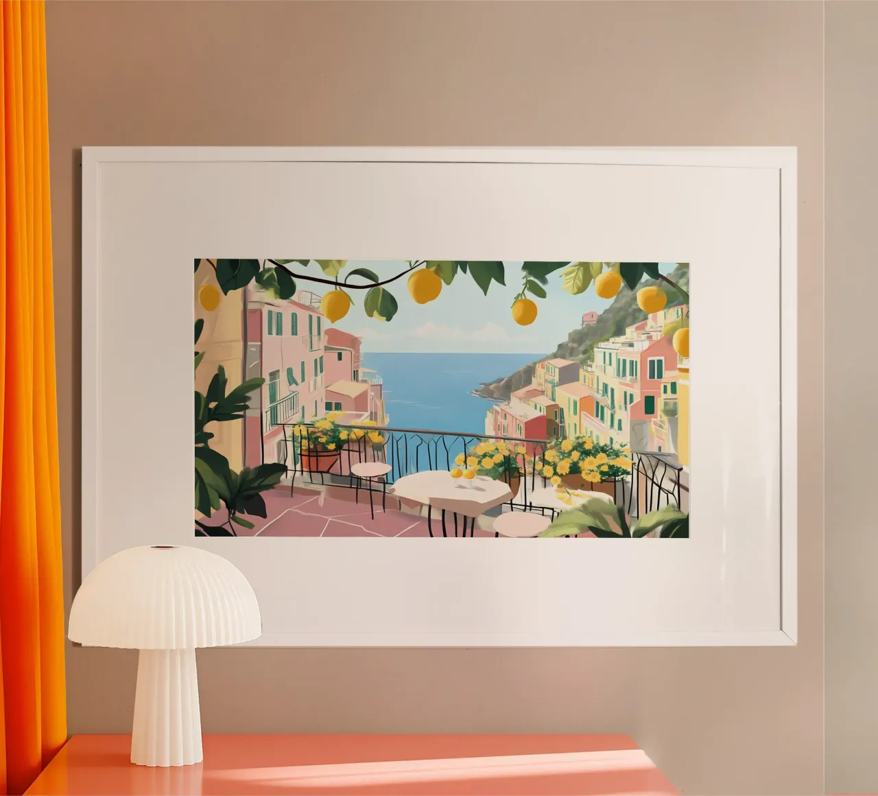 Balcon sur la côte amalfitaine - Vue sur la citronneraie italienne hahnemühle de ClubArt