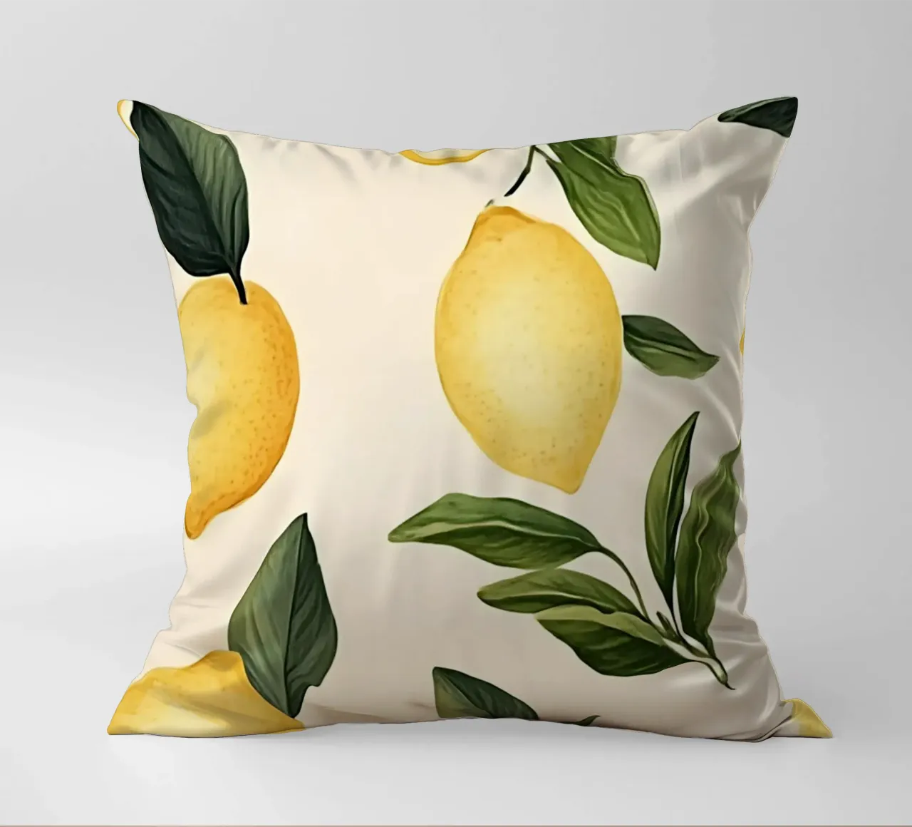 Bright Lemon Pattern - Modern Botanical Citrus Print decorative cushion by ClubArt