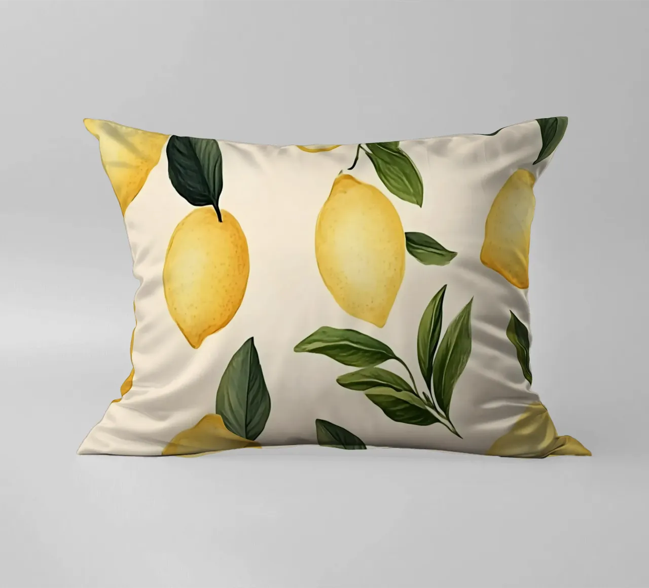 Bright Lemon Pattern - Modern Botanical Citrus Print decorative cushion by ClubArt