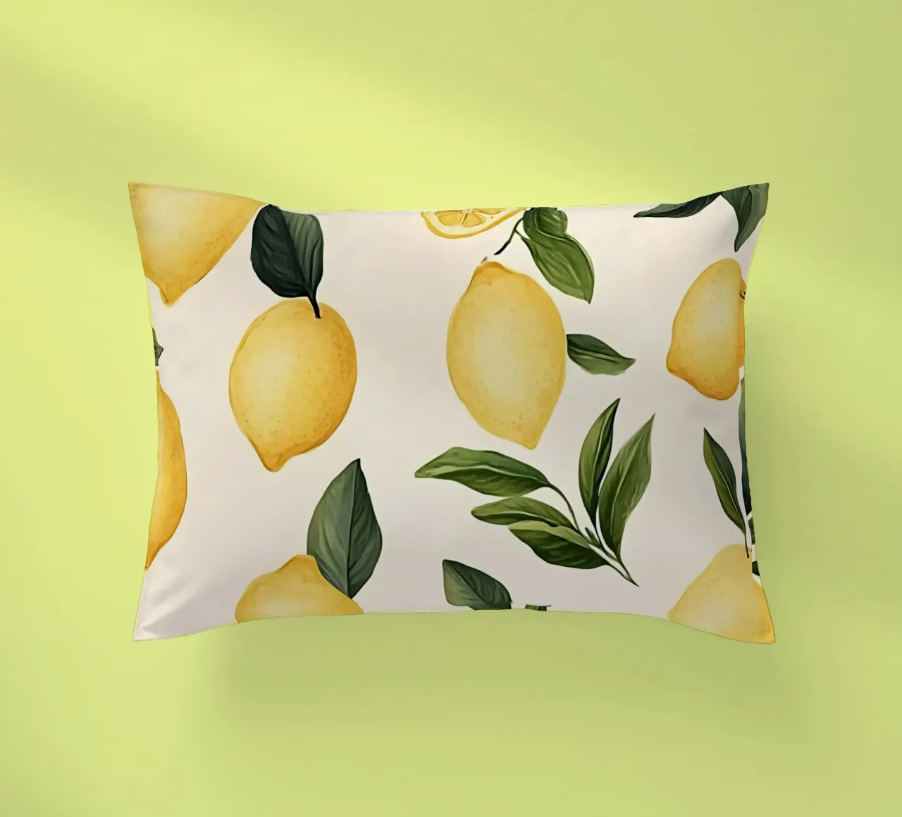 Bright Lemon Pattern - Modern Botanical Citrus Print decorative cushion by ClubArt