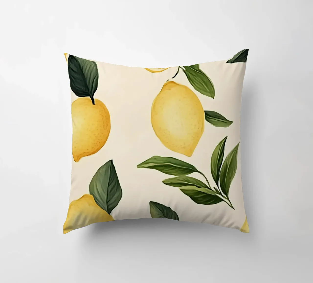 Bright Lemon Pattern - Modern Botanical Citrus Print decorative cushion by ClubArt