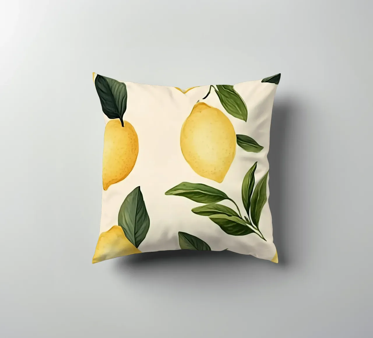 Bright Lemon Pattern - Modern Botanical Citrus Print decorative cushion by ClubArt