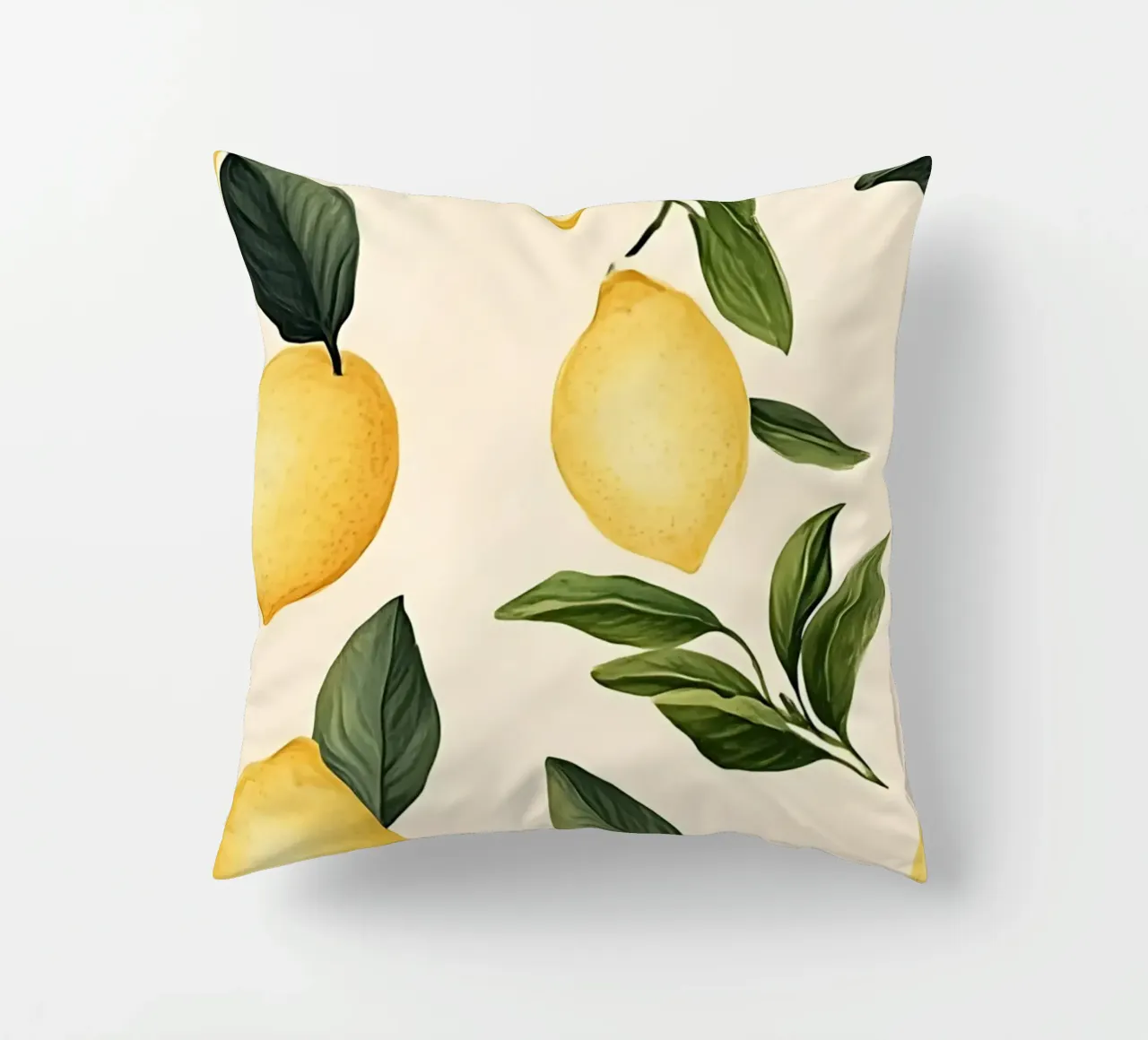 Bright Lemon Pattern - Modern Botanical Citrus Print decorative cushion by ClubArt